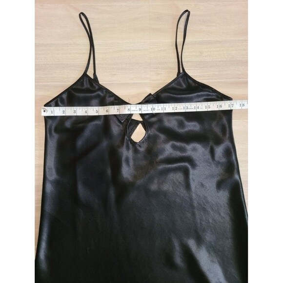 Intimate Moods Black Satin Robe & Gown Set Size M Keyhole Slip with Hanger - Picture 8 of 8